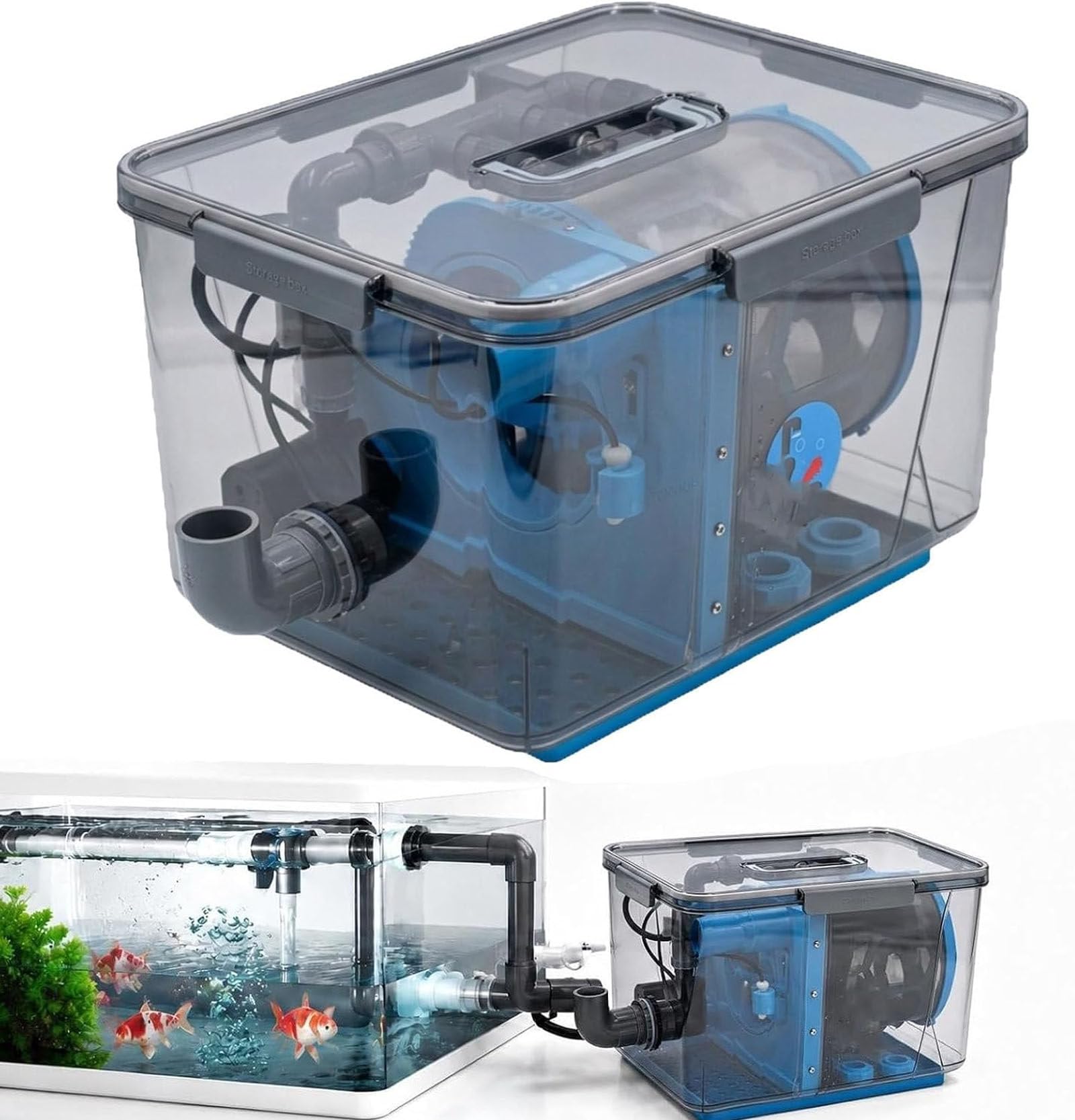 Filtr bębnowy do stawu z automatycznym płukaniem wstecznym, siatka ze stali nierdzewnej (200 mesh),cicha pompa 24 V, przepływ do 10 000 l/h – do zewnętrznych stawów z karpiami koi i akwariów 10000L/H