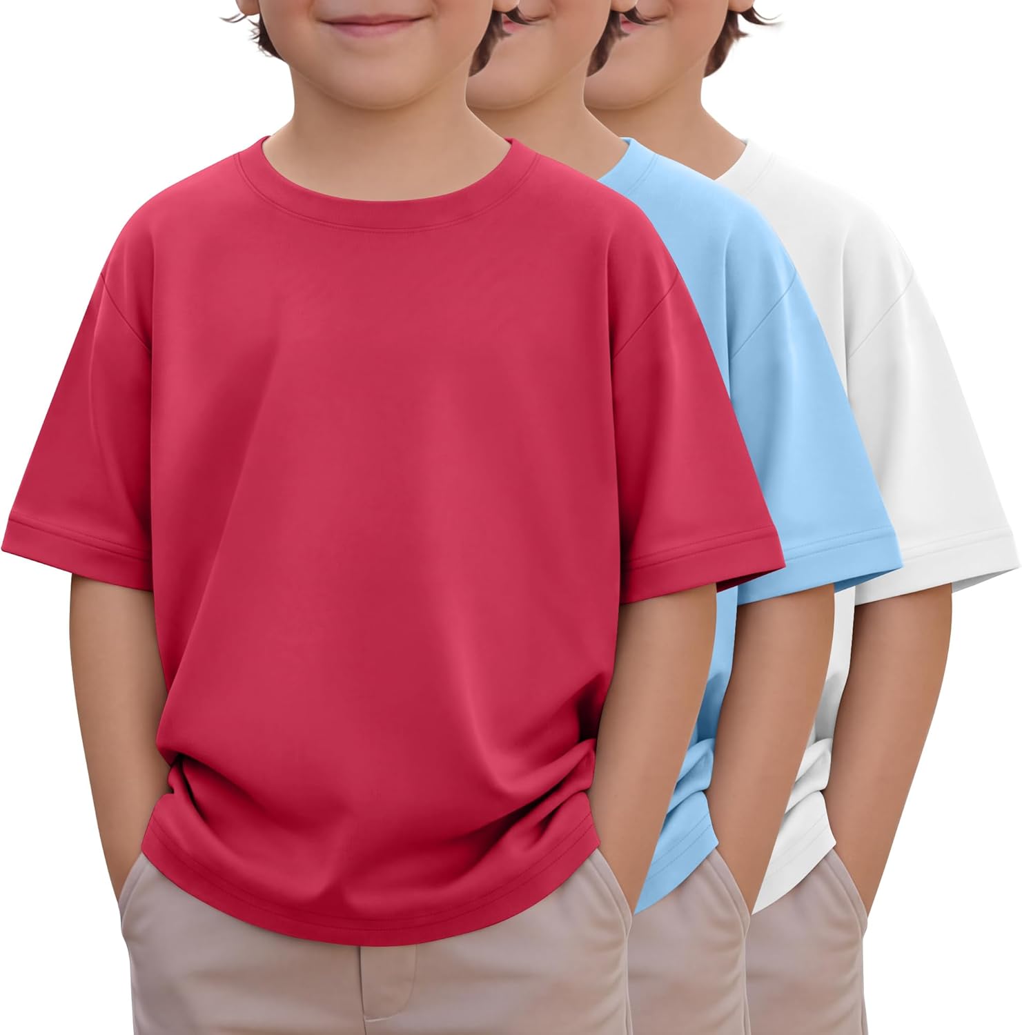 Halfchet 3 Pack Baby Boys T Shirts Toddler Oversized Crew Neck Short Sleeve Tops Loose Fit Casual Basic Tees 18M-5T