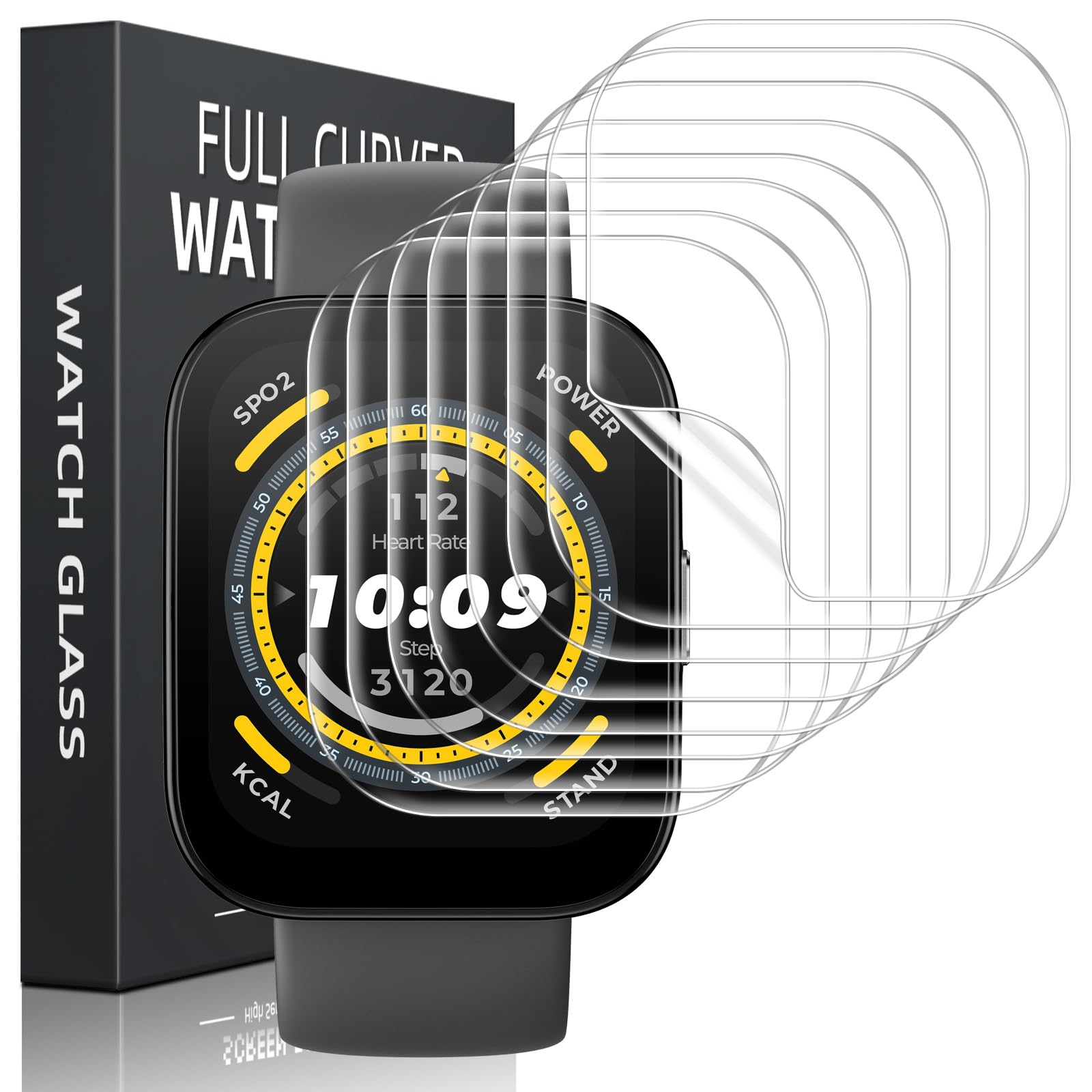 Pnakqil 8 Piezas Protector de Pantalla para Amazfit Bip 5,TPU HD Transparente Resistente a los Arañazos Sin Burbujas Suave Cristal Vidrio Templado,Flexible Film Película Protectora