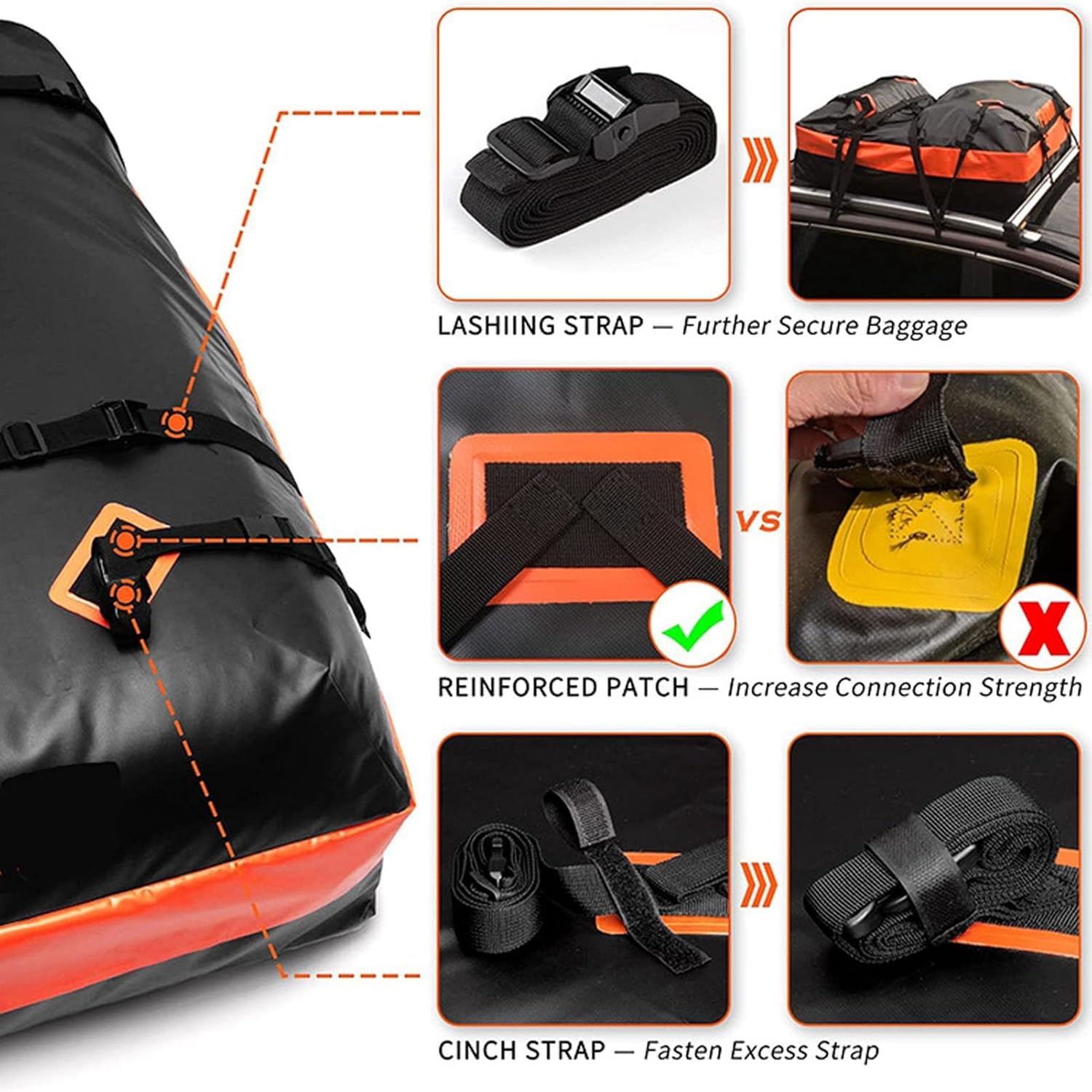 Large Capacity Rooftop Luggage Bag, Sun Protection for Roof Luggage Carrier with Fine Craftsmanship