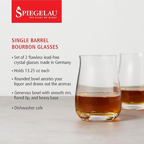 Miniatura 2 de Spiegelau Juego de 2 vasos de bourbon de un solo barril  Cristal de fabricación europea, vasos de whisky modernos, aptos para lavavajillas, juego de