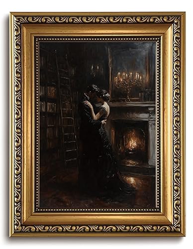 LHHJDIO Vintage Gold Framed Wall Art Dark Academia Couple Canvas