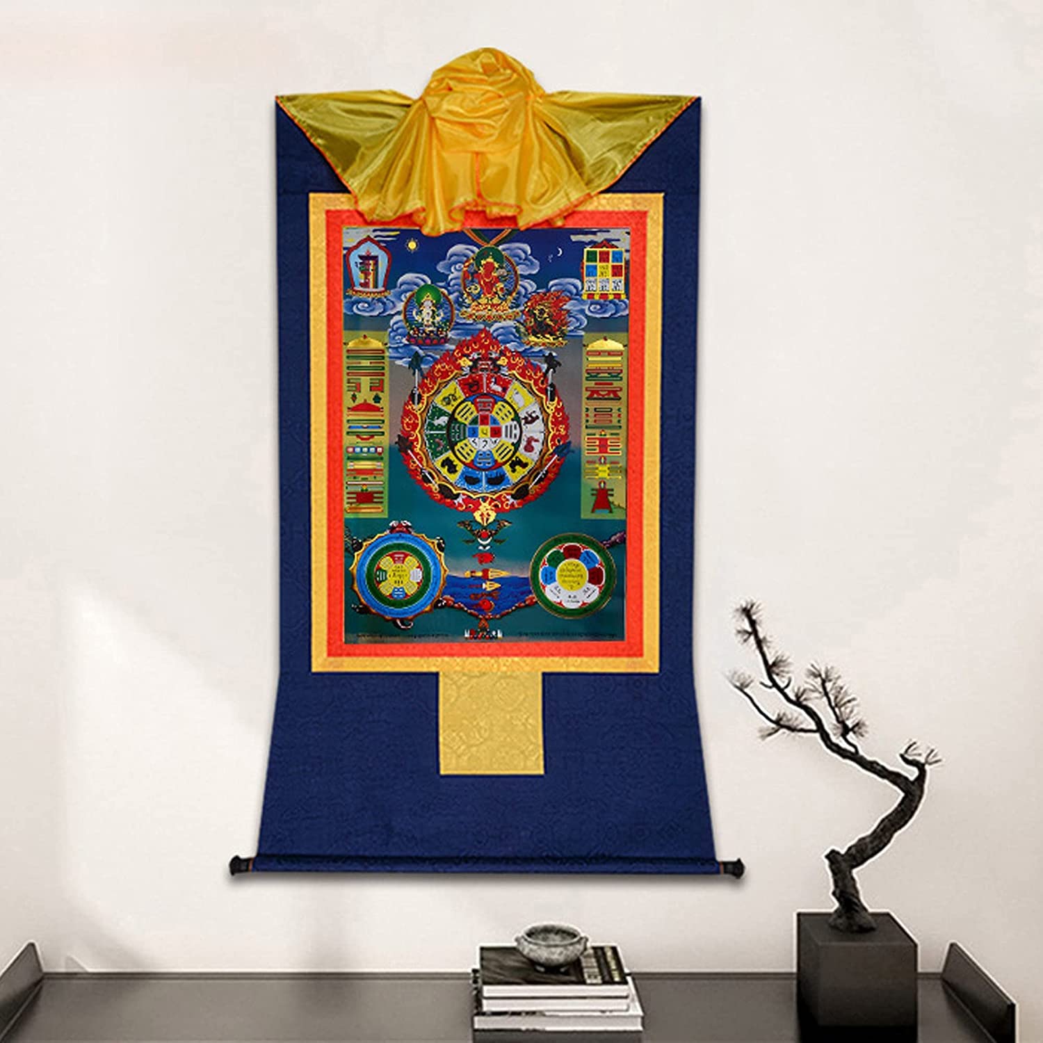 disegni di seta, SIPAHO Thangka Broccato, for la Meditazione Zen e l'Arredamento della Casa(Red,Large(85cm*63cm))
