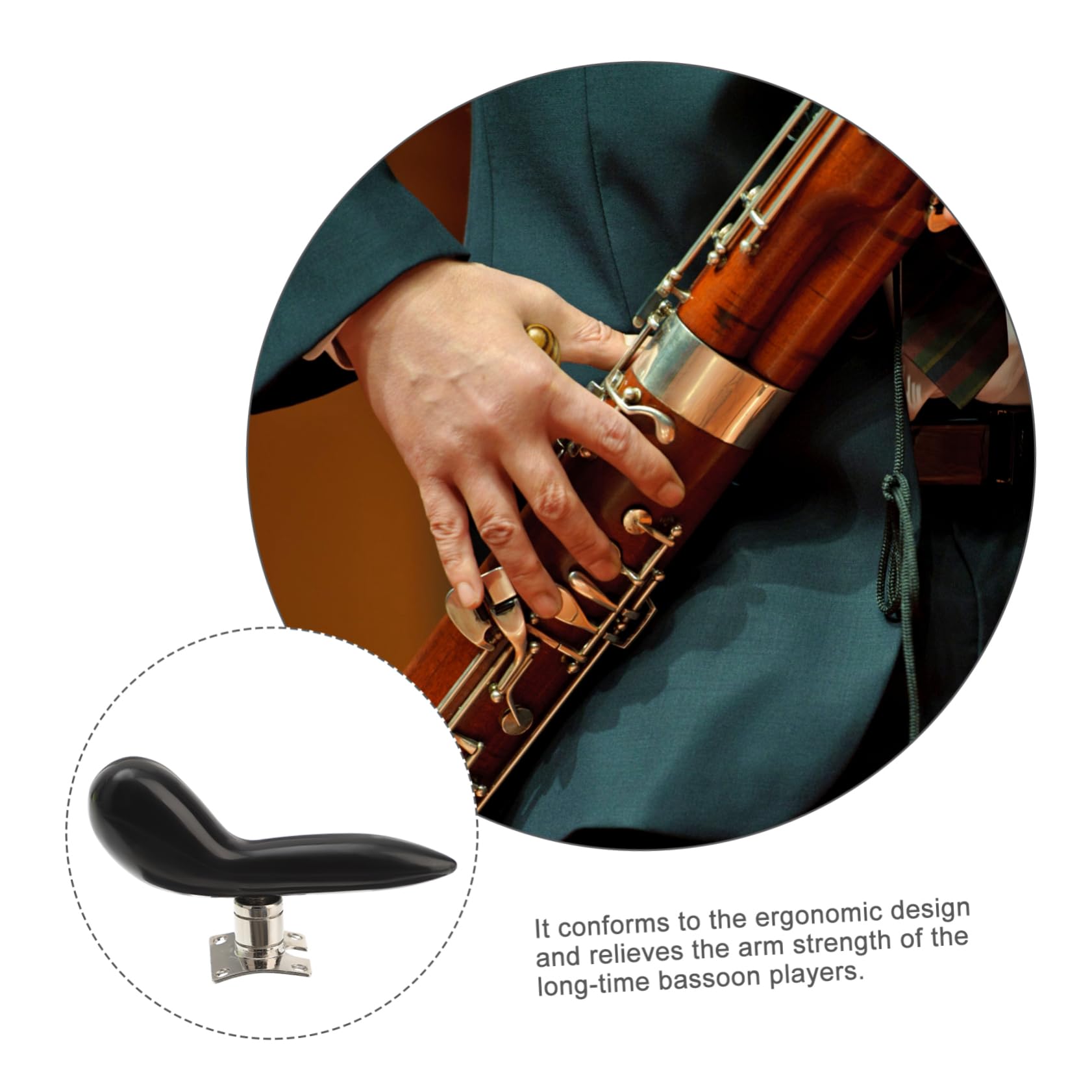 ifundom Coussinet de Poignet Noir en ABS et Métal Accessoire Professionnel pour Soulager la Force du Bras des Musiciens pour Basson Base Ergonomique