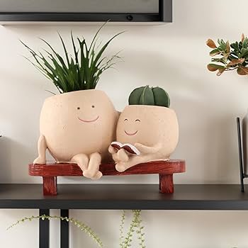 素焼きポット　プランター　植木鉢　フェイス　スマイリー　大小2個セット Amazon.co.jp: Meltset かわいい顔のプランターポット - ベンチ