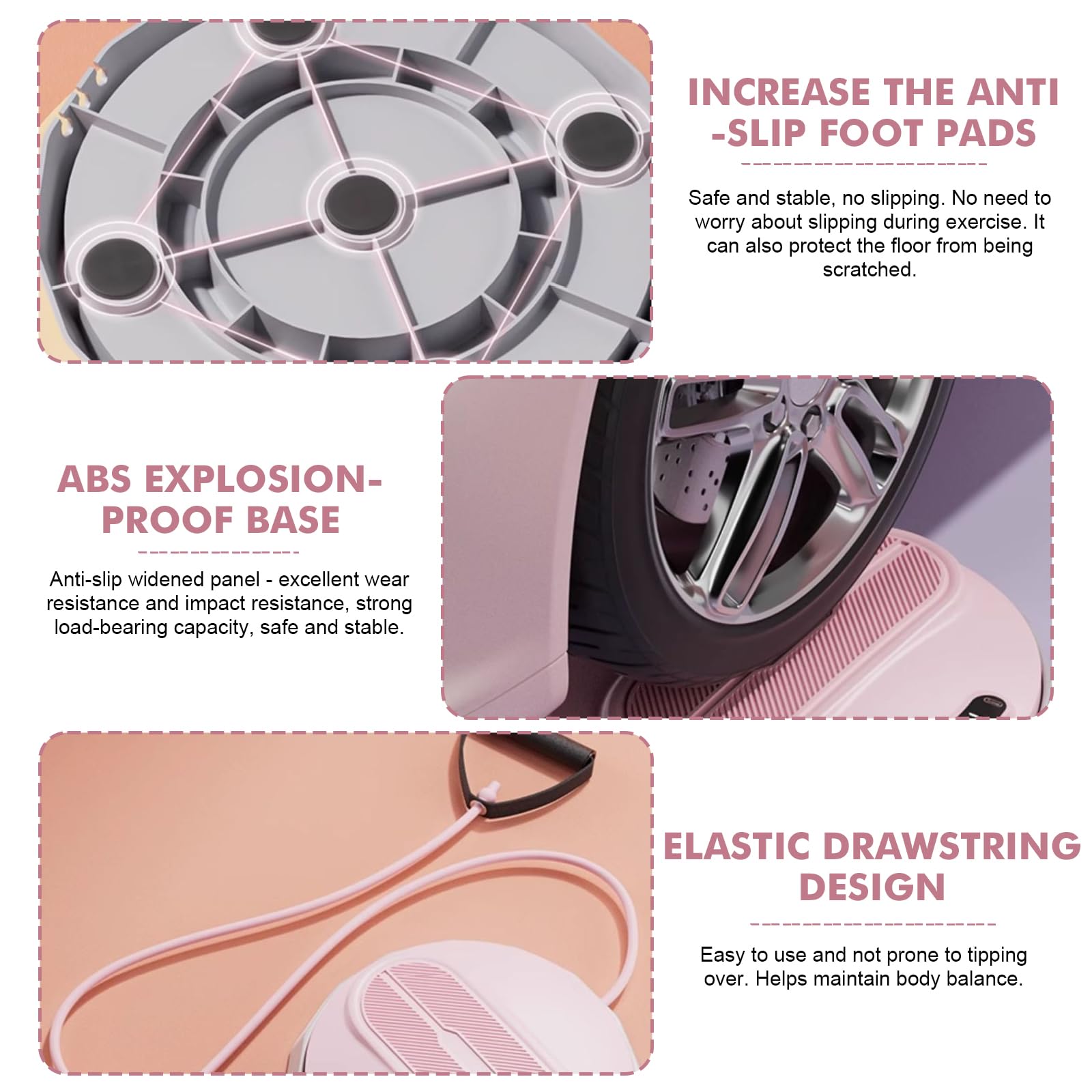 Waist Twister Machine, Disco a Vita Pieghevole con Contapassi & Coulisse, Attrezzatura Fitness per Casa, Capacità di Carico 400KG, Tavola Twist Antiscivolo per Dimagrimento - Rosa
