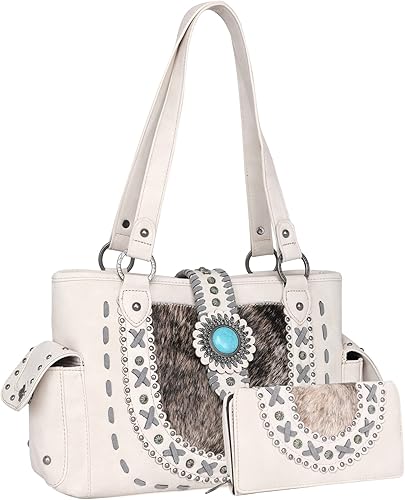 Trinity Ranch Western - Bolsa de mano para mujer, colección de piel de vacuno, bolso de mano oculto
