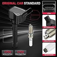 Vista 6 de BDFHYK Paquete de bobina de encendido UF716 y bujías de iridio LFER7BHX compatibles con Audi A3 A4 A5 A6 Q5 Q7 S3 S4 TT Volkswagen Beetle Golf