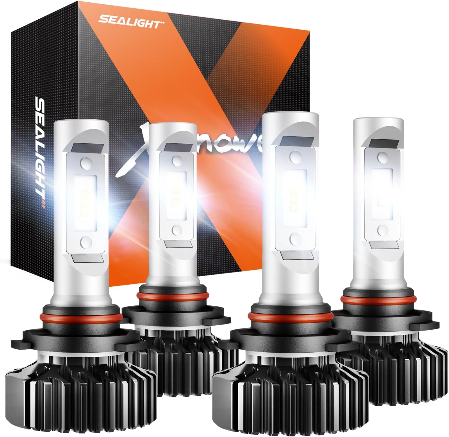 SEALIGHT 9005/HB3 and 9006/HB4 Light Bulbs Combo, 60,000 LM 9005 9006 Powersports Bulbs with Plug and Play, 50000 Hours Lifespan, Non-polarity, hb3/hb4 Light, Pack of 4