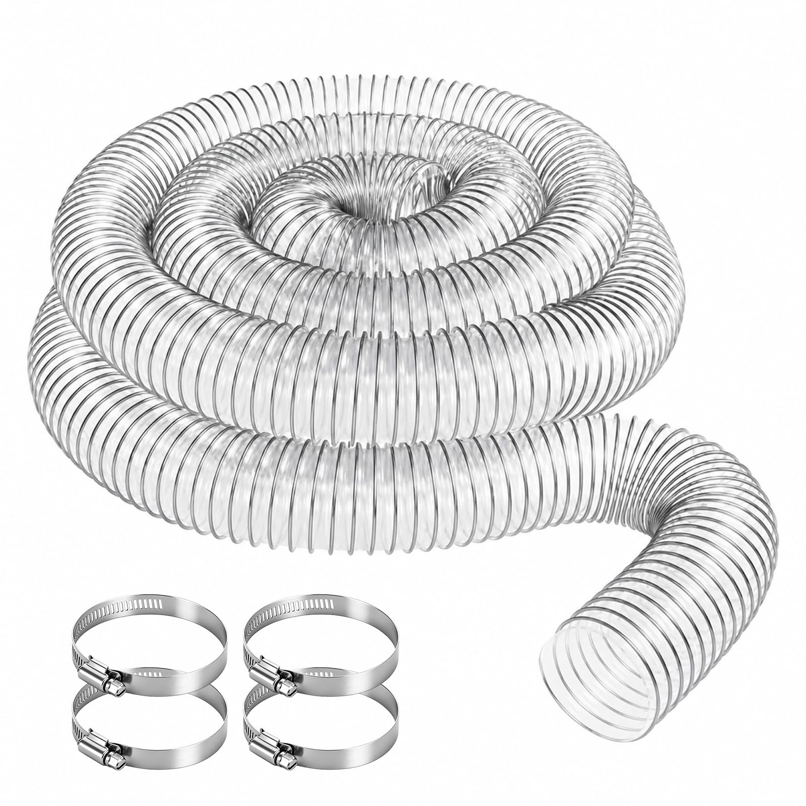 50mm Absaugschlauch, Transparenter PVC Staubsammelschlauch, Teichschlauch, Flexibler Saugschlauch für Nass-Trocken-Sauger, Teichpumpe, Werkstatt Staubsauger und Staubsammler, 3m Länge