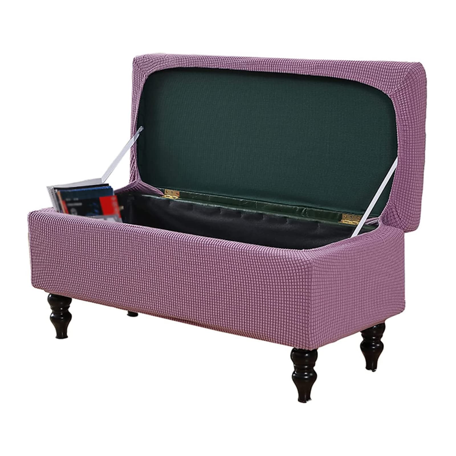 JHLD Stretch Ottoman Cover Rectangle, Ottoman Slipcovers Soft Removable Washable Footstool Protector Covers Elastic Storage Ottoman Slipcover for Cats Dogs -Light Purple-Medium
