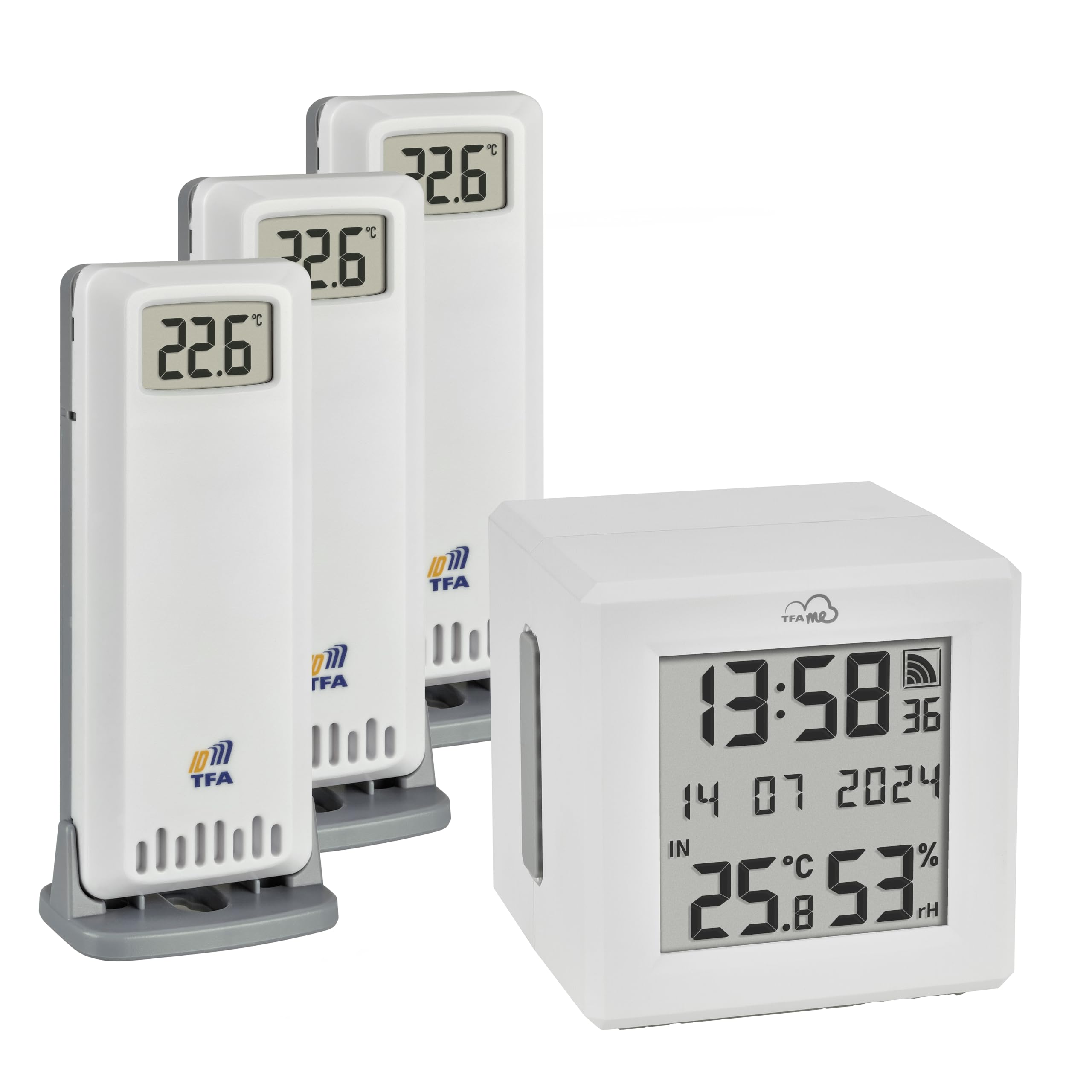 TFA Dostmann TFA.me zestaw startowy Gateway z 3 nadajnikami temperatury wilgotności powietrza, 35.8113, do monitorowania nadajników TFA-ID, w tym portal TFA.me do komputera/smartfona/tabletu, do