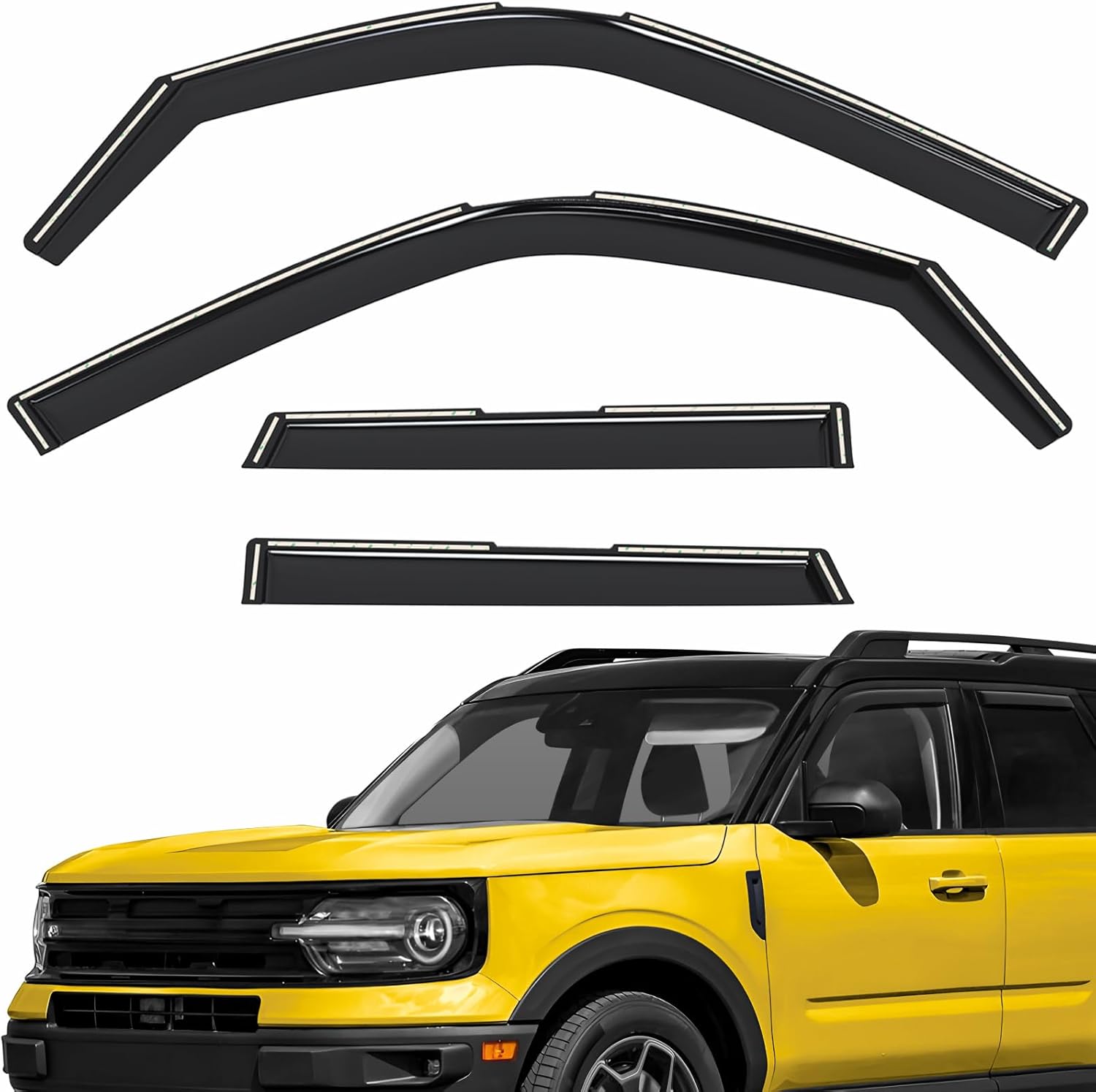 Extra Durable Window Deflectors in-Channel Window Visors Rain Guards Fit for Ford Bronco Sport 2021-2026, Sun Visors, Wind Vent for Shades, Exterior Car Accessories - 4pcs. AG0719