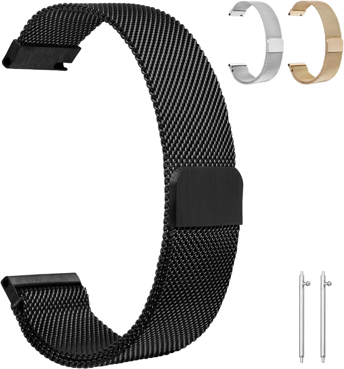 Metal Mesh Woven Quick Release Watch Straps, 20mm/22mm Stainless Steel Replacement Straps with Magnetic Clasp, Smart Watch Wristbands