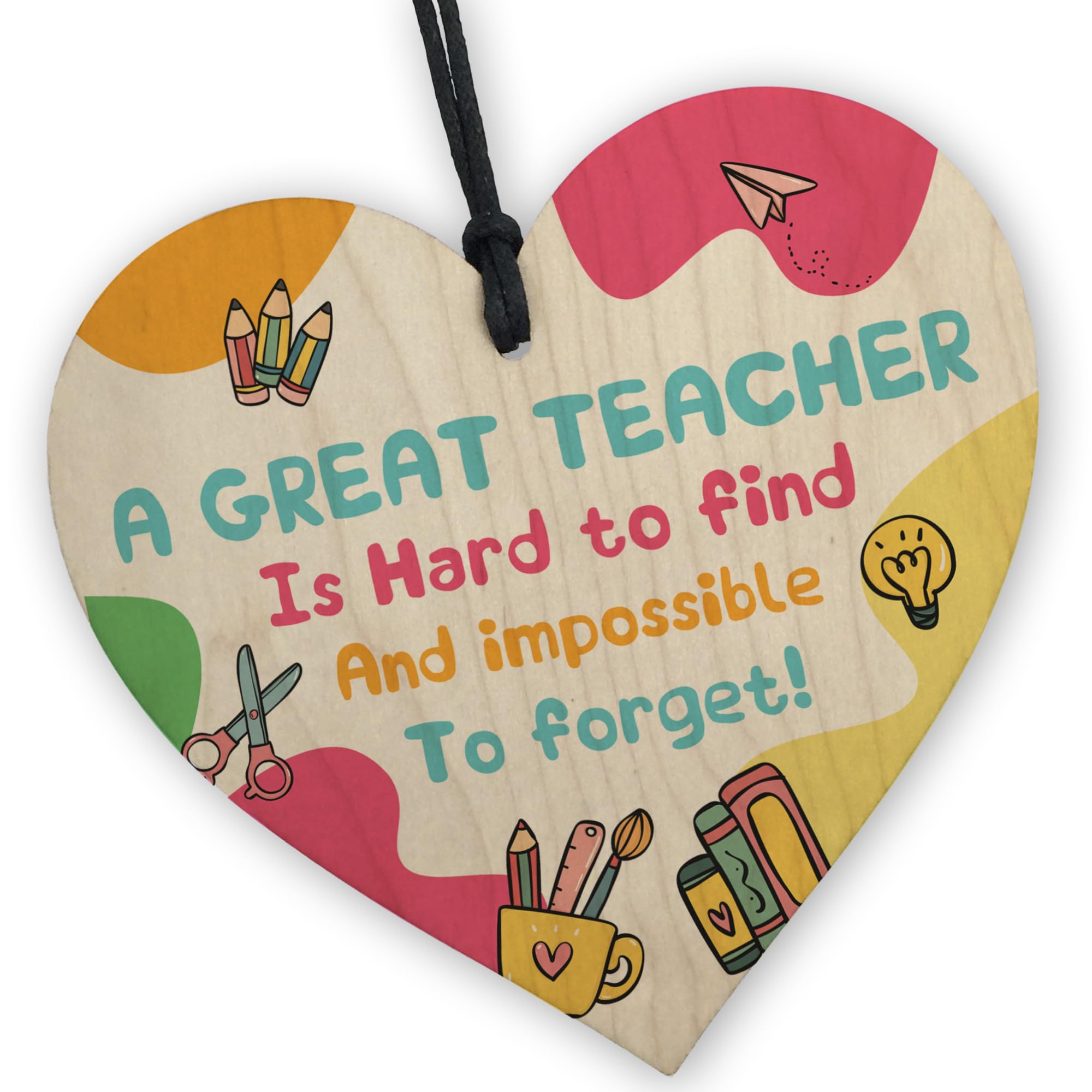 Red Ocean GREAT TEACHER GIFT Thank You Gifts Wooden Heart Leaving Gifts for Teacher Women Teacher Gifts for Christmas Birthday Teacher Appreciation Gifts Novelty Gift For Him Her
