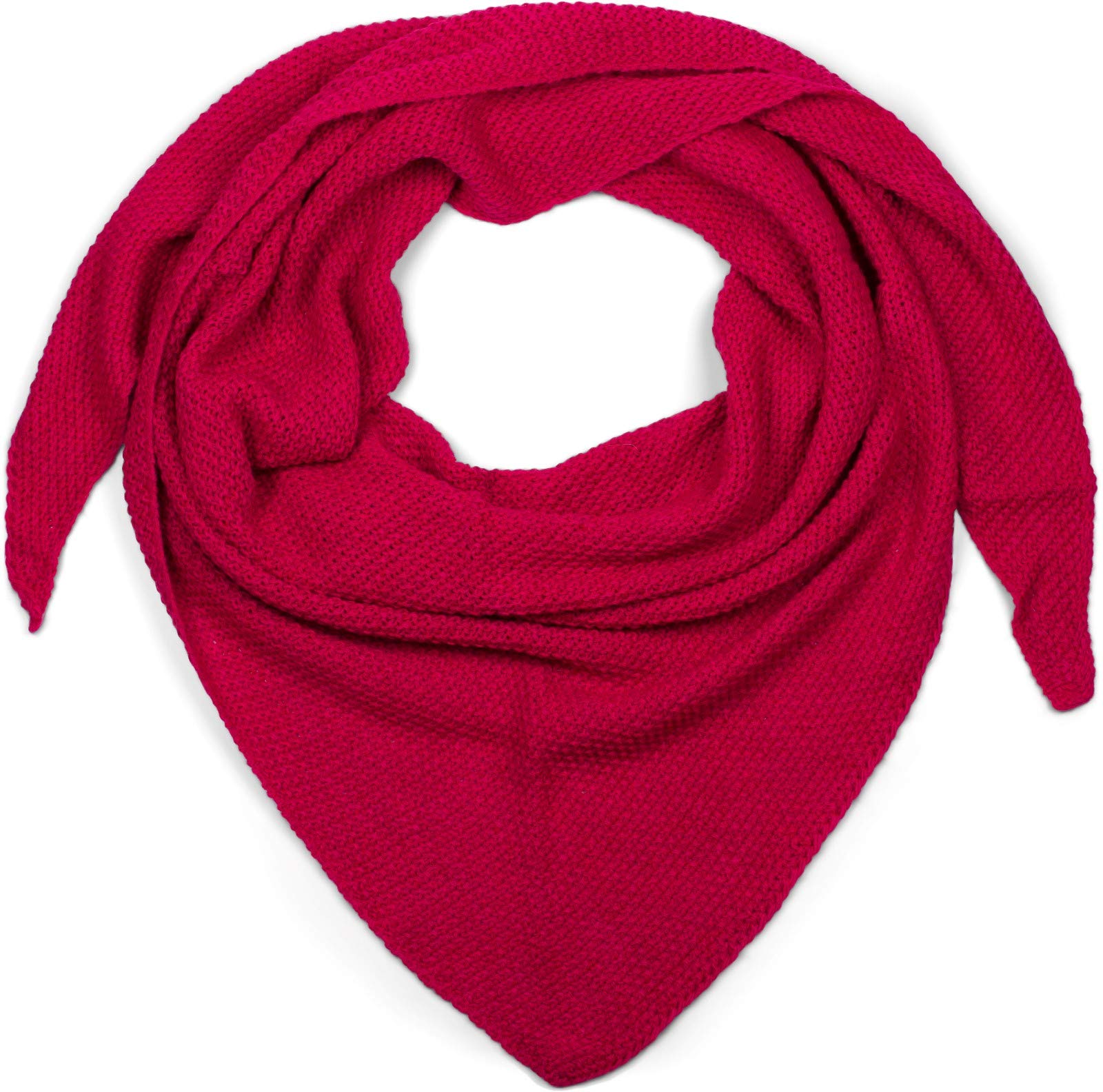 Stylebreaker Women's Pink- Xxl Knitted Triangle Scarf With Rice Grain Knitting Pattern In Plain Colours, Scarf, Light Scarf 01020042, Colour: