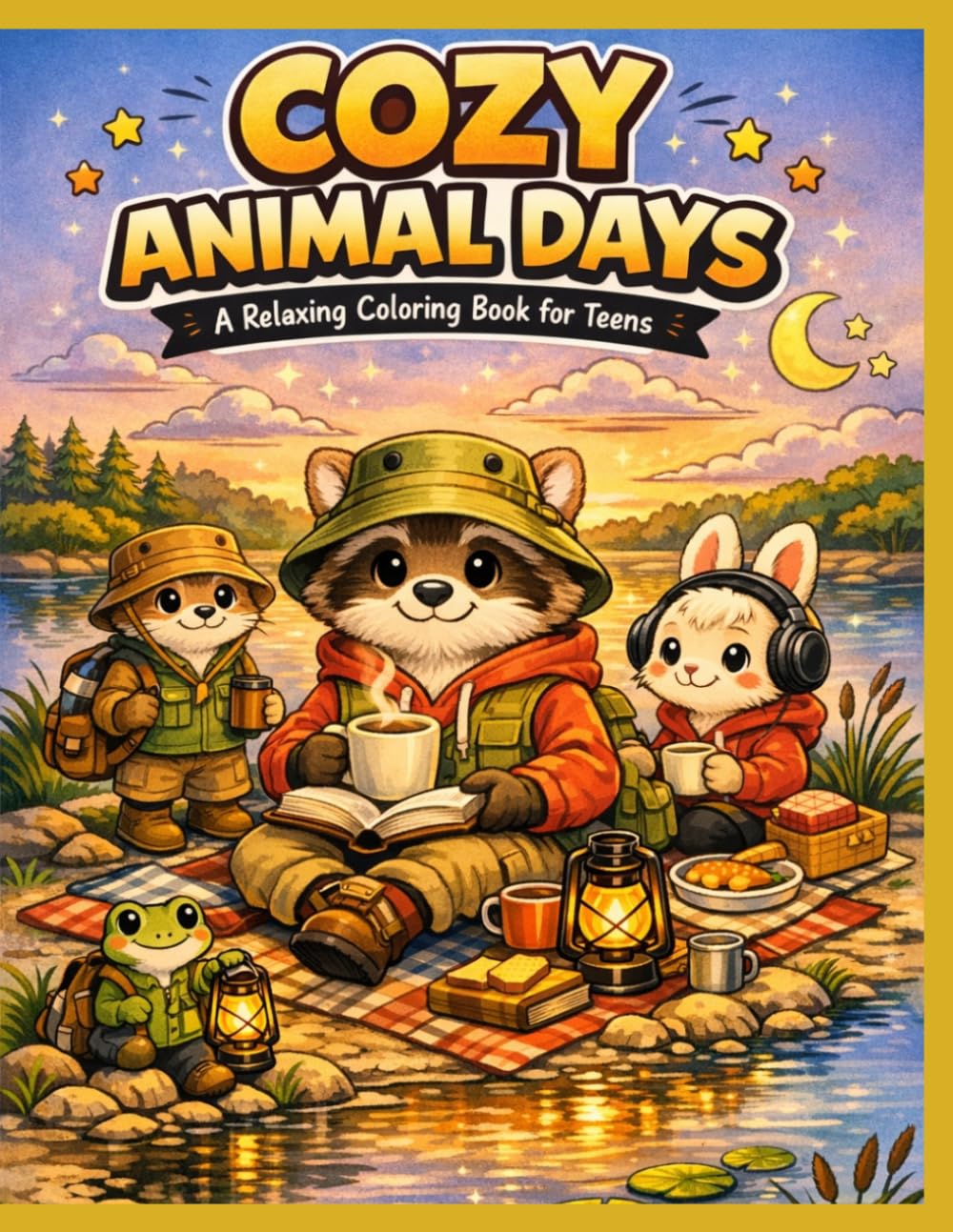 Cozy Animal Days: A Relaxing Coloring Book for Teens: 55 Cozy Story Scenes of Animal Friends