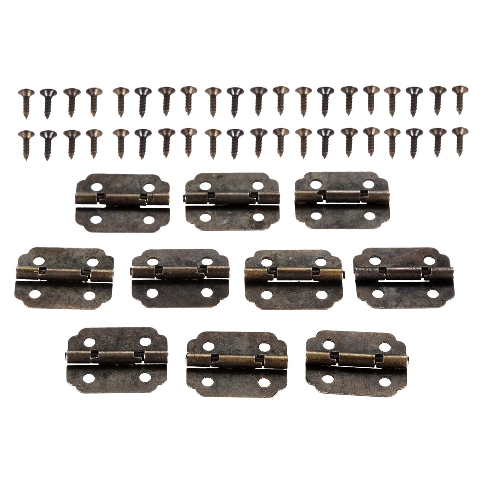 Nvsfzgiyg One Color Hinge, 10Pcs Cabinet Door Butt For Diy 4 Holes Antique Bronze Fittings Furniture Hardware With Screws 2217Mm