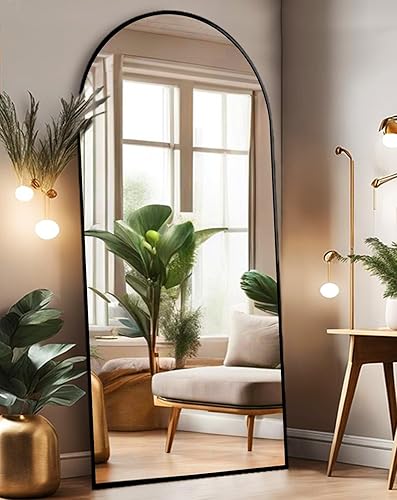 ITSRG Floor Mirror, Full Length Mirror with Stand, Arched Wall Mirror, 27"x71", Black Floor Mirror Freestanding, Wall Mounted for Bedroom Living Room, Black - Black - 71"L x 27"W