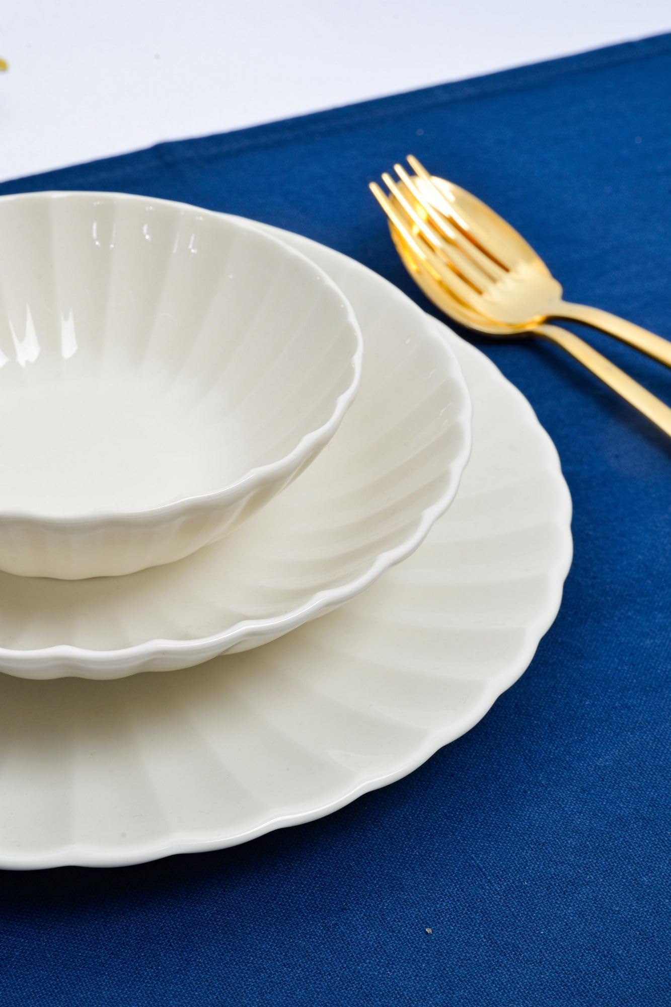 Elegant 24-Piece Dinner Set, 100% Porcelain, White | Includes Service Plates, Bowls & Dessert Plates | Microwave & Dishwasher Safe | Perfect for Any Occasion