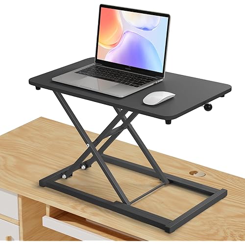 6 Fixed Height Levels Standing Desk Converter, Sit-to-Stand Desk, 23.6" x 13.4" Surface, Supports 33 lbs, Max Height 15.2" – Great for Monitors and Laptops