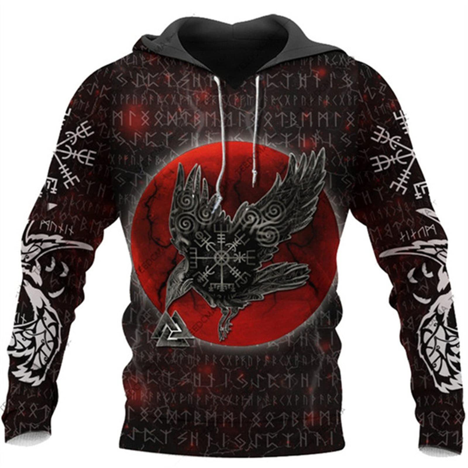 Keephen Men's # 16 Viking Hoodie Fashion Viking Tattoo 3D Printed Pullover Long Sleeve Sweatshirt Jacket Tops Streetwear