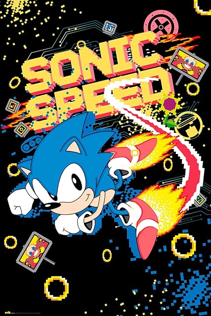 Grupo Erik Official Sonic Speed Poster - 35.8 x 24.2 inches / 91 x 61.5 cm - Shipped Rolled Up - Cool Posters - Art Poster - Posters & Prints - Wall Posters