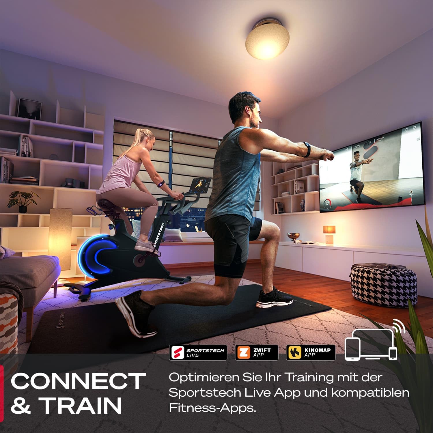 Sportstech sBike Lite Premium Heimtrainer Fahrrad Ergometer Speedbike, mit 16,5 kg Schwungrad, Magnetbremse & Wattanzeige, Indoor Cycling Bike, App-kompatibel Hometrainer, LED-Pulsanzeige, bis 150 kg