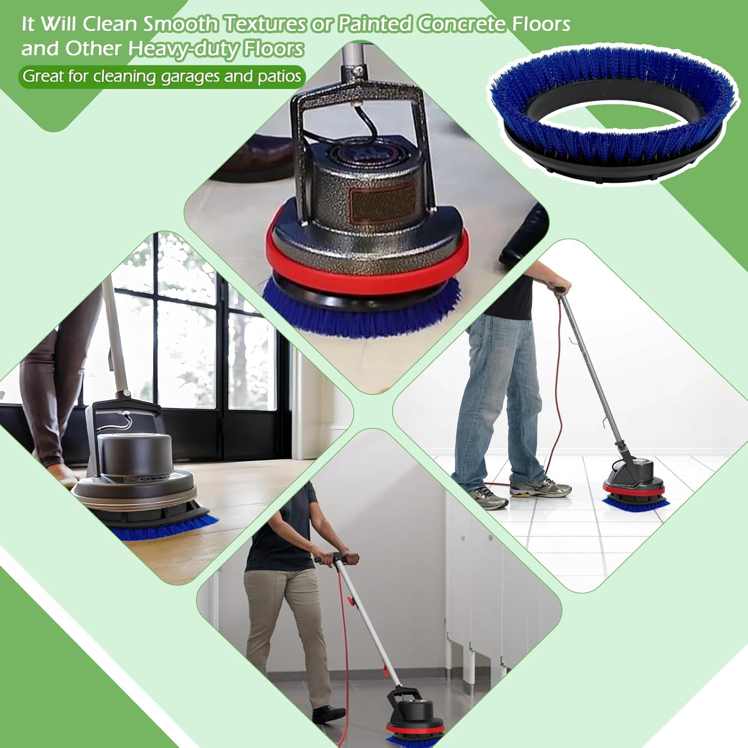 2Pack 237058 Polypropylene Scrub Orbiter Brush for ORB550MC Orbiter Floor Machine, 12” Diameter, Blue