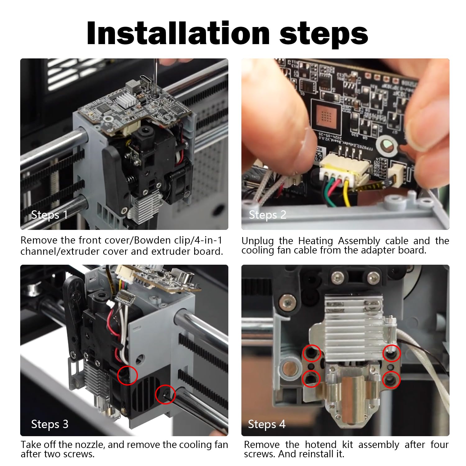 HzdaDeve Kit de montaje de calefacción para Flashforge AD5X Hot End Calefacción Componente con cartucho de calefacción y termistor Sensor de temperatura Clip de base aislante del calor para Flashforge