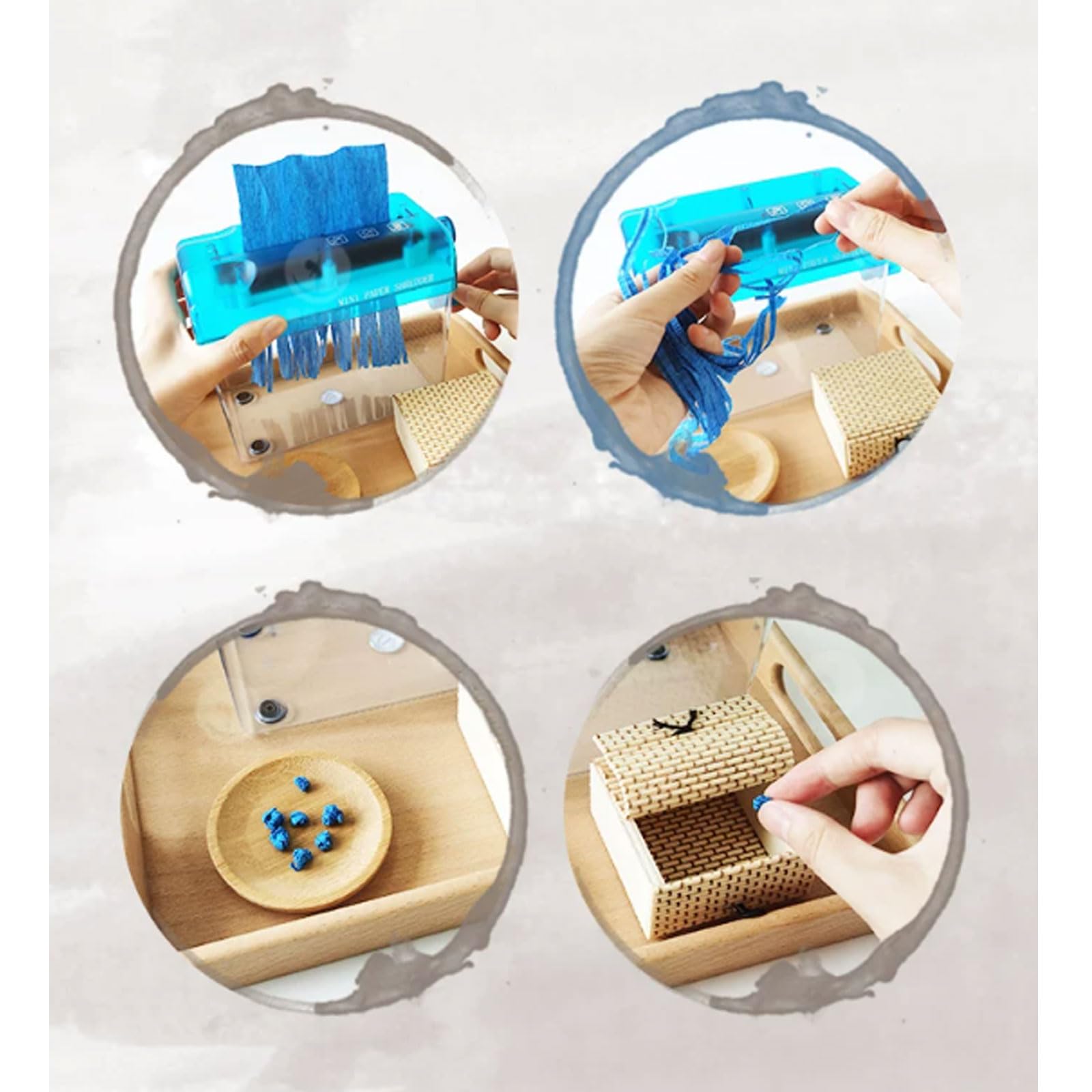 Set attività Vita Pratica Montessori L'Arte (Senza Materiali cartacei) | Set di Attività di Vita Pratica Artistica Montessori, Mini Perforatrice e Vassoio Manuale per Distruggere la Carta