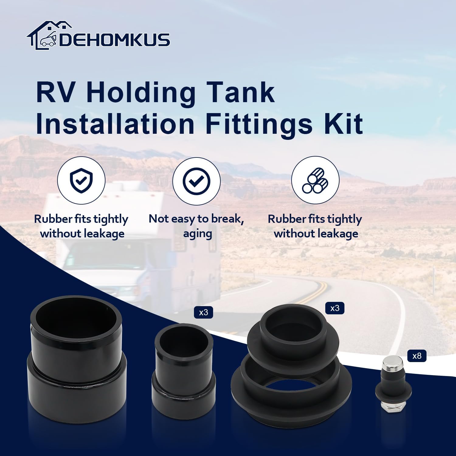 Universal RV Holding Tank Installation Fittings Kit - Compatible with Multiple Models - Easy Installation for RV Holding Tank