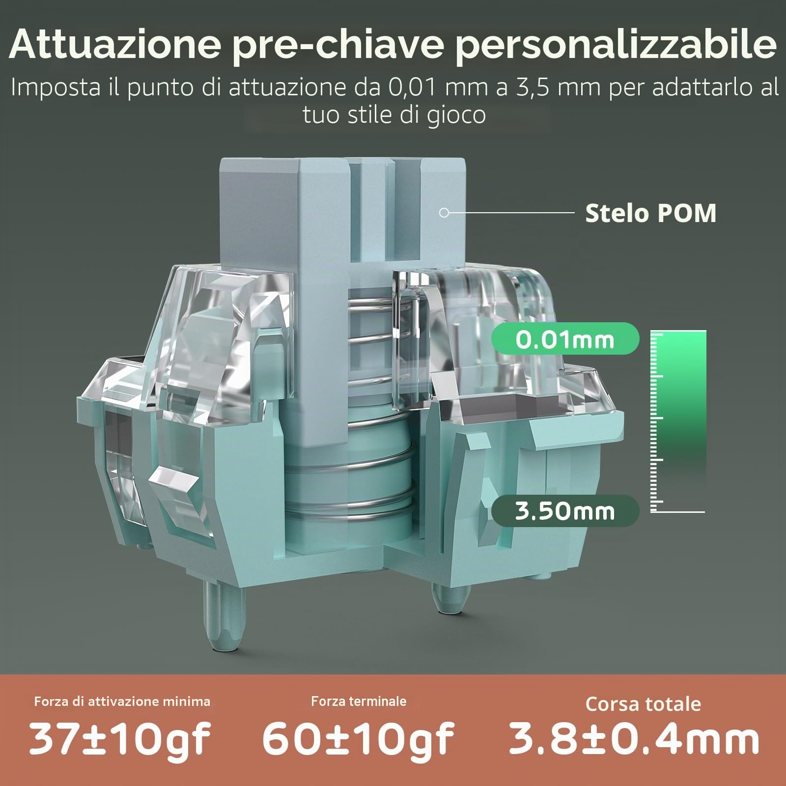 RK ROYAL KLUDGE Tastiera meccanica da gioco C96 HE, interruttore magnetico effetto Hall, tastiera RGB cablata al 90%, azionamento regolabile a scatto rapido, frequenza di polling 8K, driver Web Pro