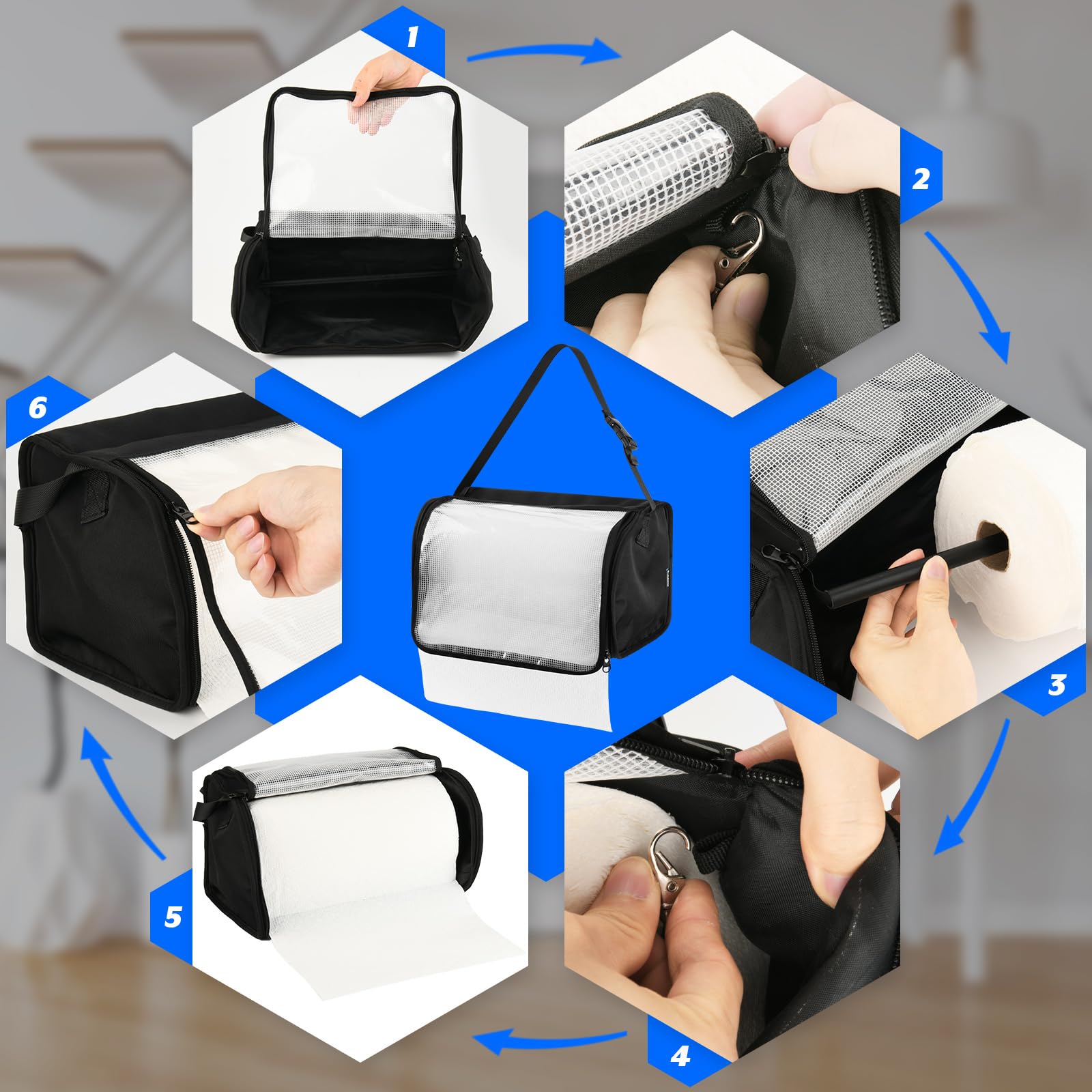 Soporte para toallas de papel de cocina, dispensador de toallas de papel colgante con cubierta transparente, papel fácil de rasgar, impermeable, soporte para toallas para organización y almacenamiento 6