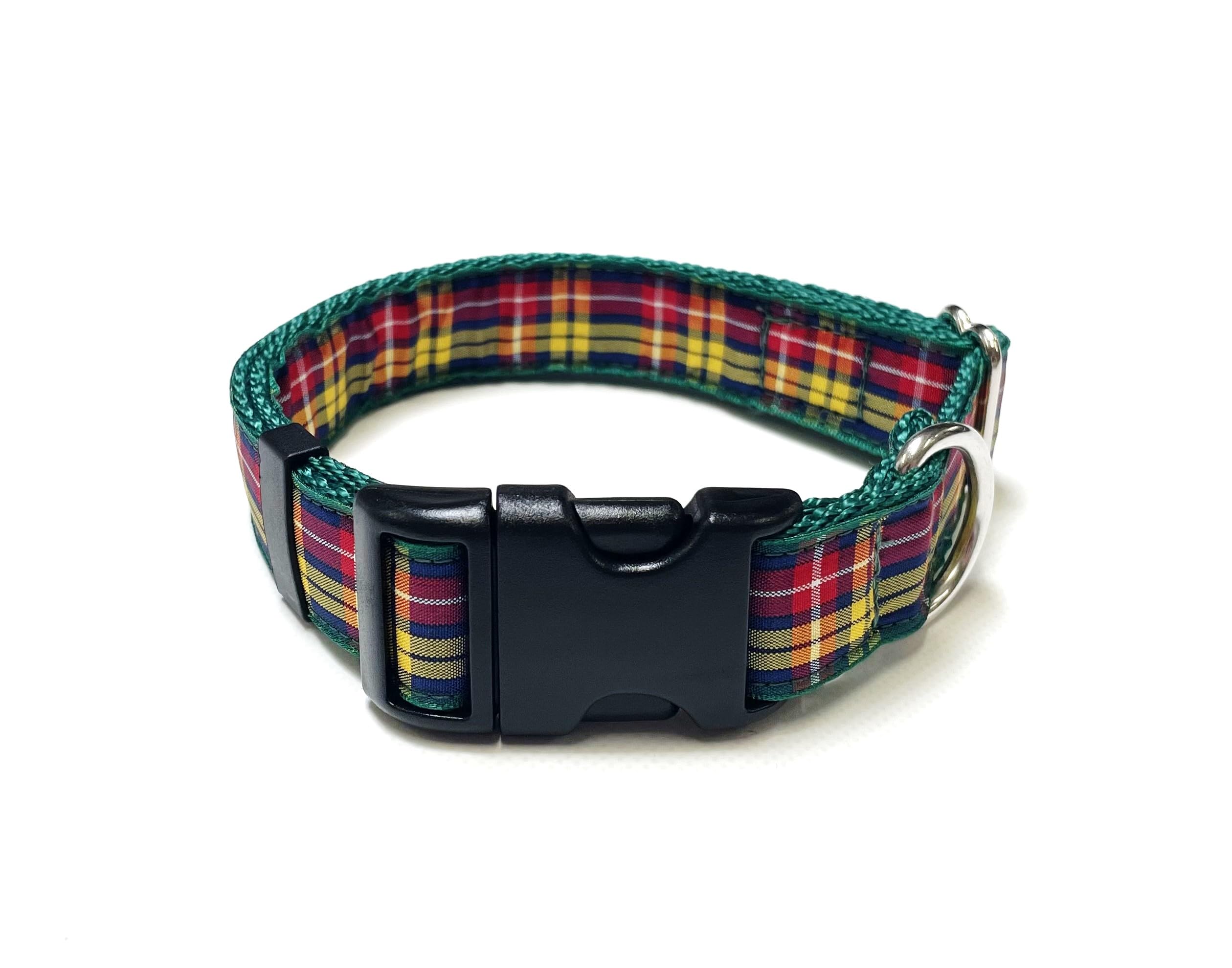 Tartan Dog Collar 25mm Wide Adjustable Comfortable Collar Small Medium Large All Dog Breeds (Large (17" - 27"), 5. Buchanan)