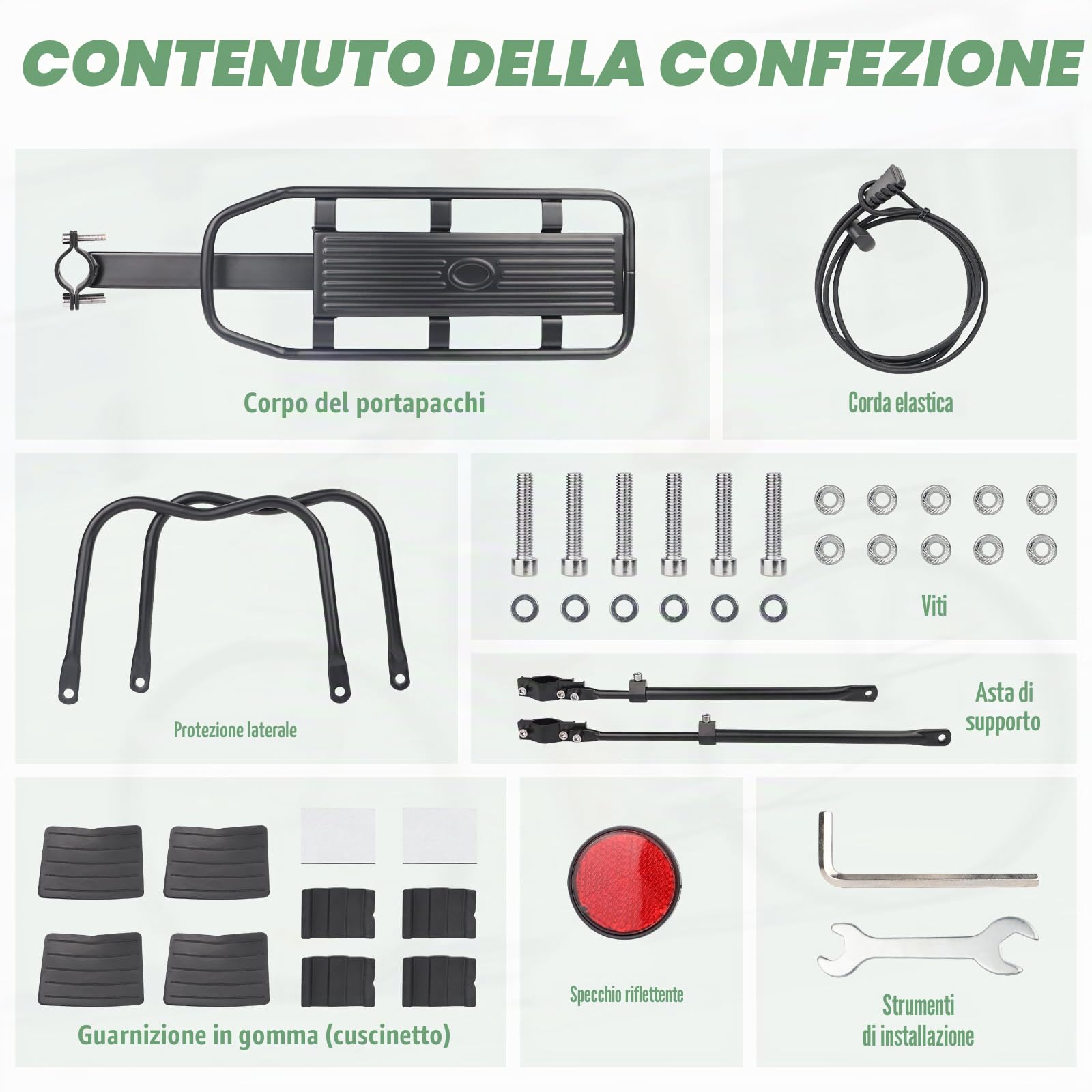 ZUKKA Set portapacchi per bicicletta da 22 – 29 pollici/700 C, regolabile, universale, in ferro, carico massimo 110lbs (50 kg) per mountain bike e bici da corsa