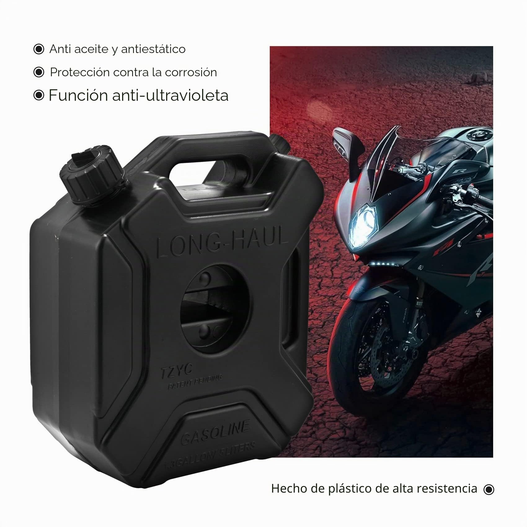Bidón de combustible de 5 L para gasolina y gasolina, depósito de combustible de repuesto para coche y moto, bidón de combustible de plástico con cerradura y llave para ATV UTV motocicleta