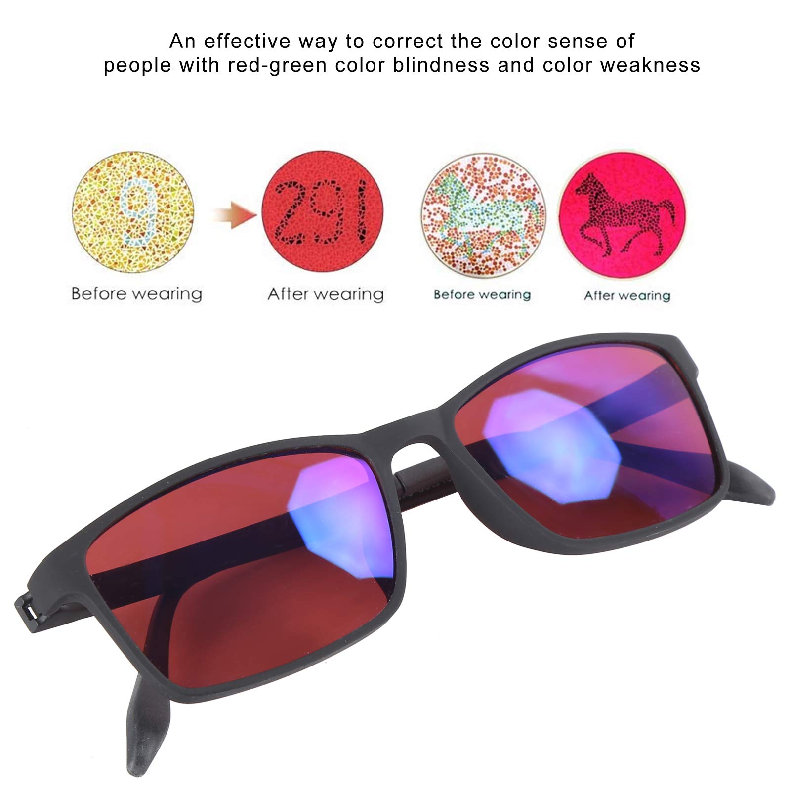 Czerwony Zielony Okulary dla daltonistów Okulary korekcyjne dla ślepoty barw unisex pełna ramka korygowanie osłabienia kolorów futerał do przechowywania