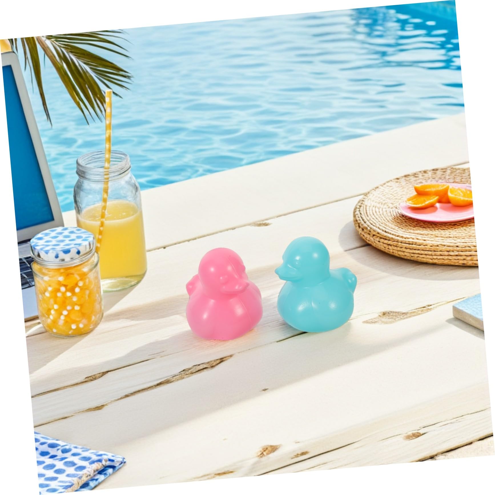 VANZACK 64 Palline per Piscina Galleggianti Tema Paperella Giocattoli da Bagno per Palline in Plastica Colorate per Giochi Acquatici Indoor e Attività Genitore-figlio