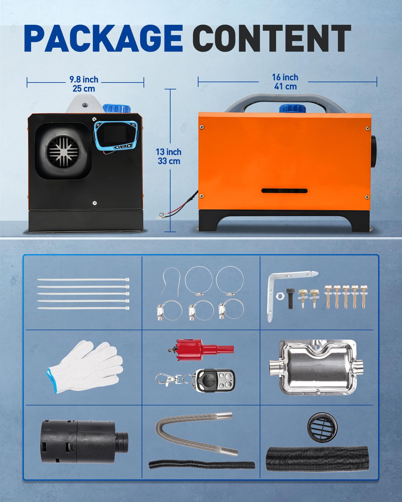Kit de calefacción de aire para estacionamiento de 12 V y 5 kW con silenciador, monitor LCD y control remoto, calefacción diésel integrada nocturna silenciosa para automóviles, caravanas, camiones,