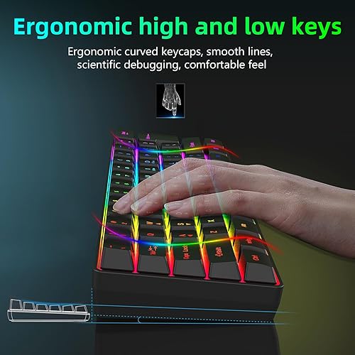 Miniatura 6 de ASHATA 60% Wireless Mechanical Keyboard, 2.4G Gaming Keyboard RGB Backlit 61 Keys Rechargeable, Supports Sleep Mode, Ergonomic Comfort, for PC Laptop