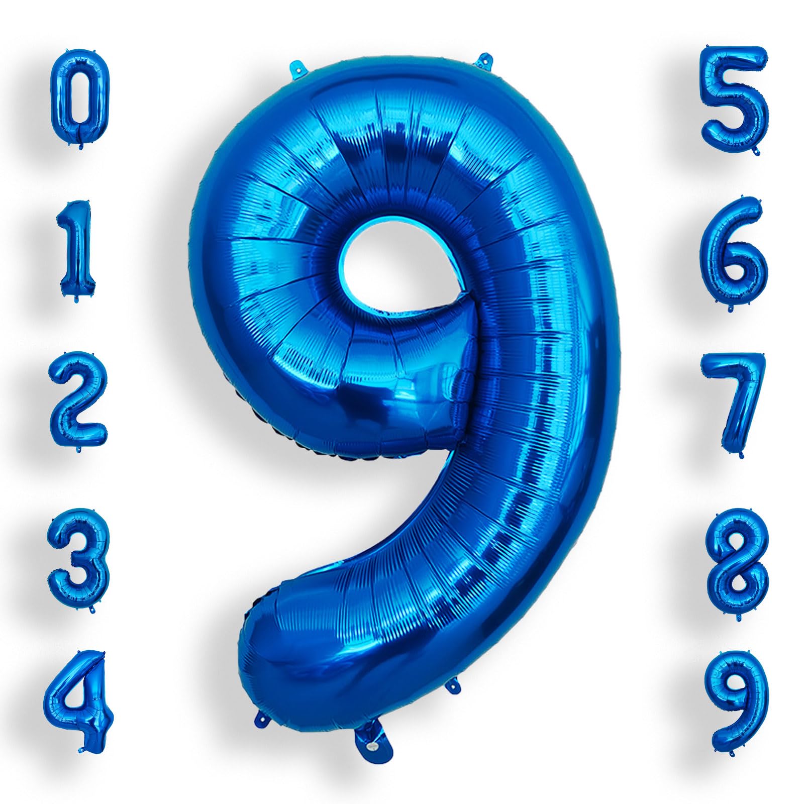 AULE 40 Inch 9 Blue Balloon Number Foil 0-9 Birthday Big Numbers