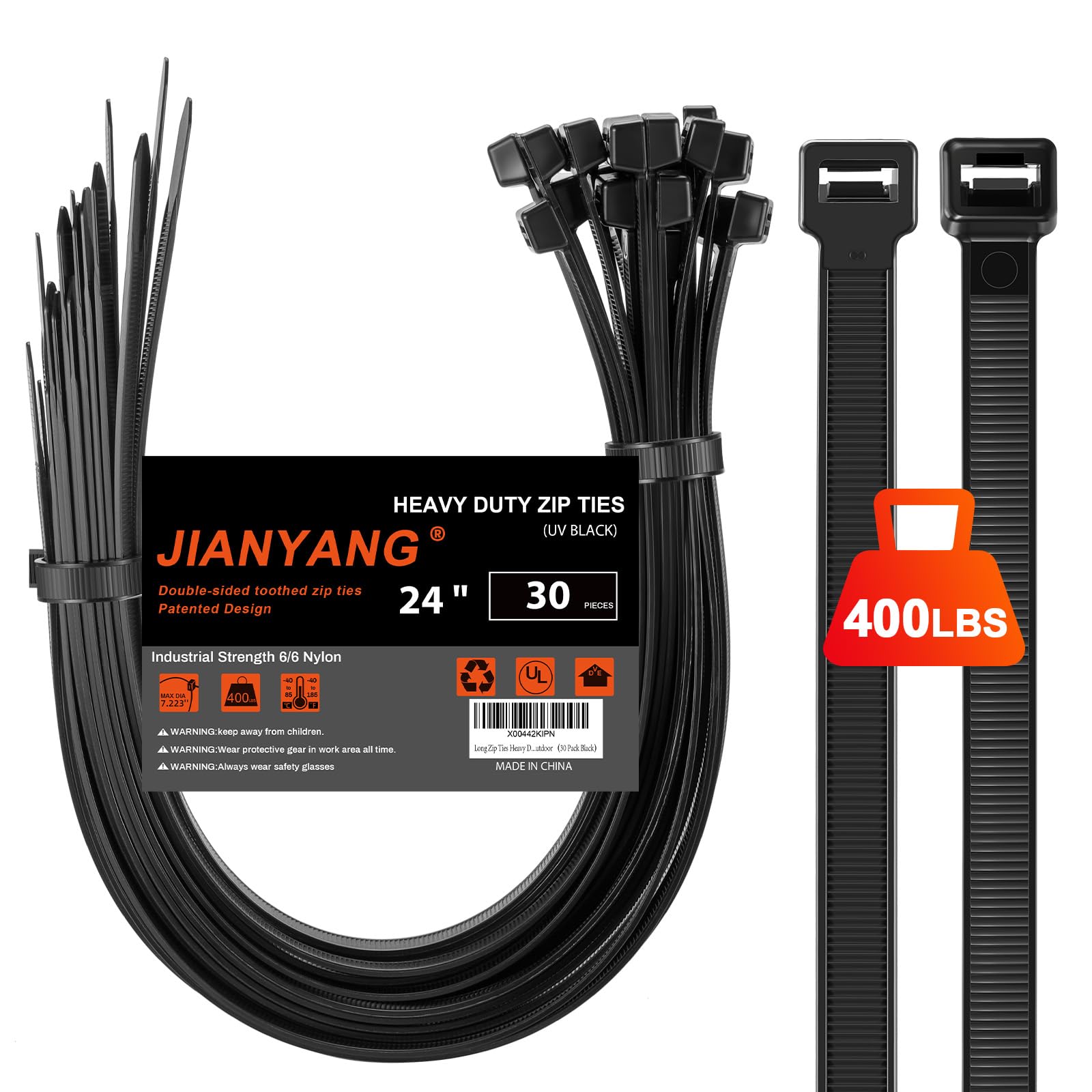 Heavy Duty Zip Ties - 100 Pack, 400 LBS Strength -11 Heavy Duty Zip Ties - 100 Pack, 400 LBS Strength -11