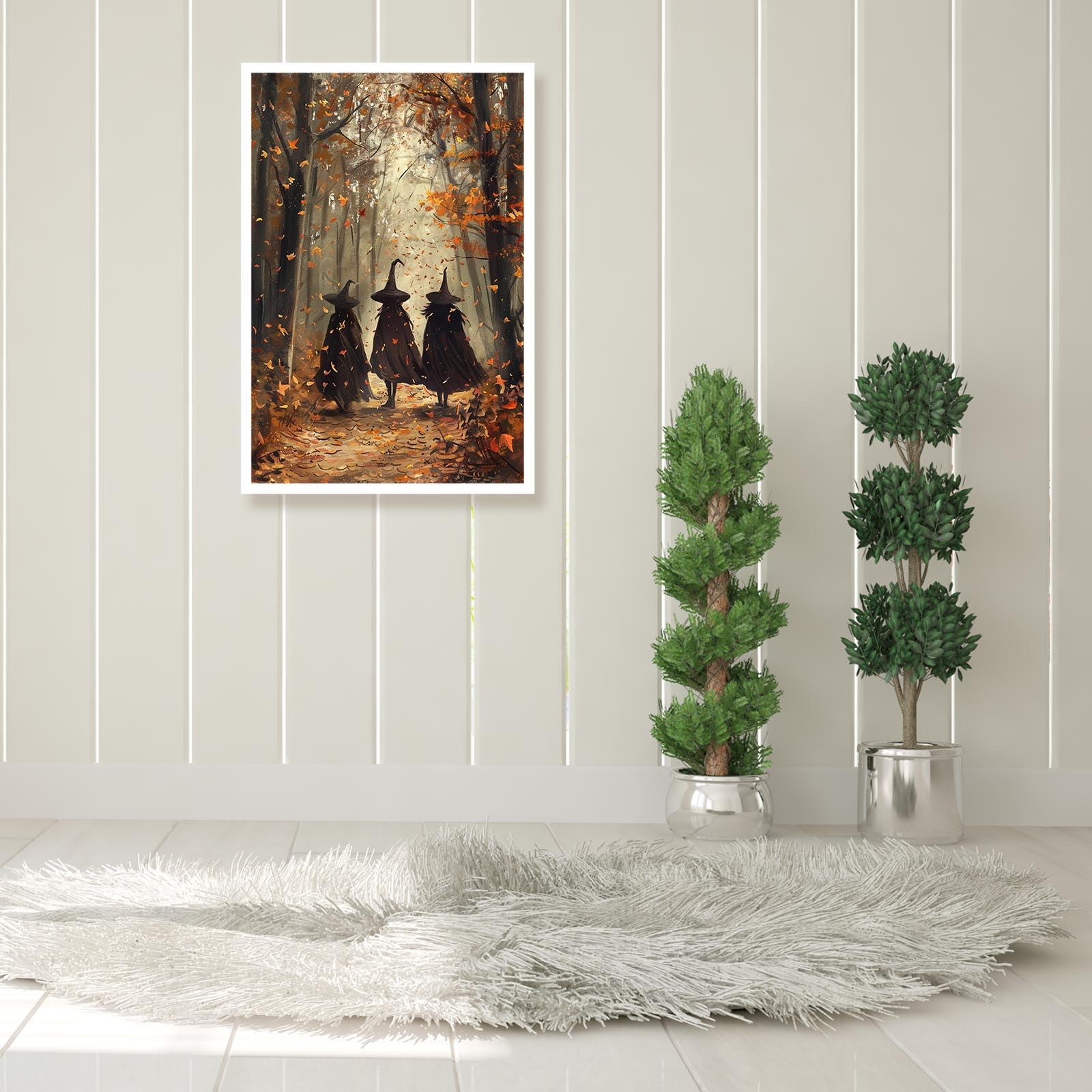 Stampa Su Tela Vintage YFCLDPH – Tre Streghe Nella Foresta – Quadro Misterioso Per Halloween, Decorazione Parete Estetica