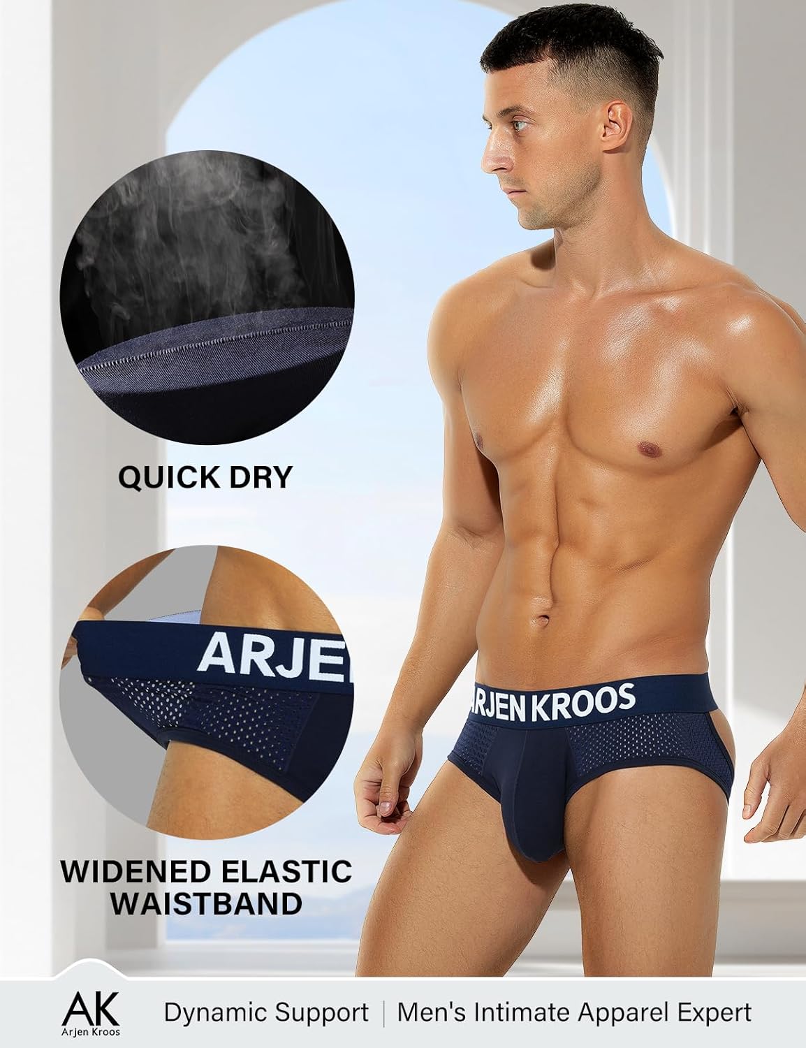 Arjen Kroos Men's Jockstrap Underwear, 3 Pack Breathable Mesh Athletic Supporter Cotton Pouch Jock Briefs - Image 4