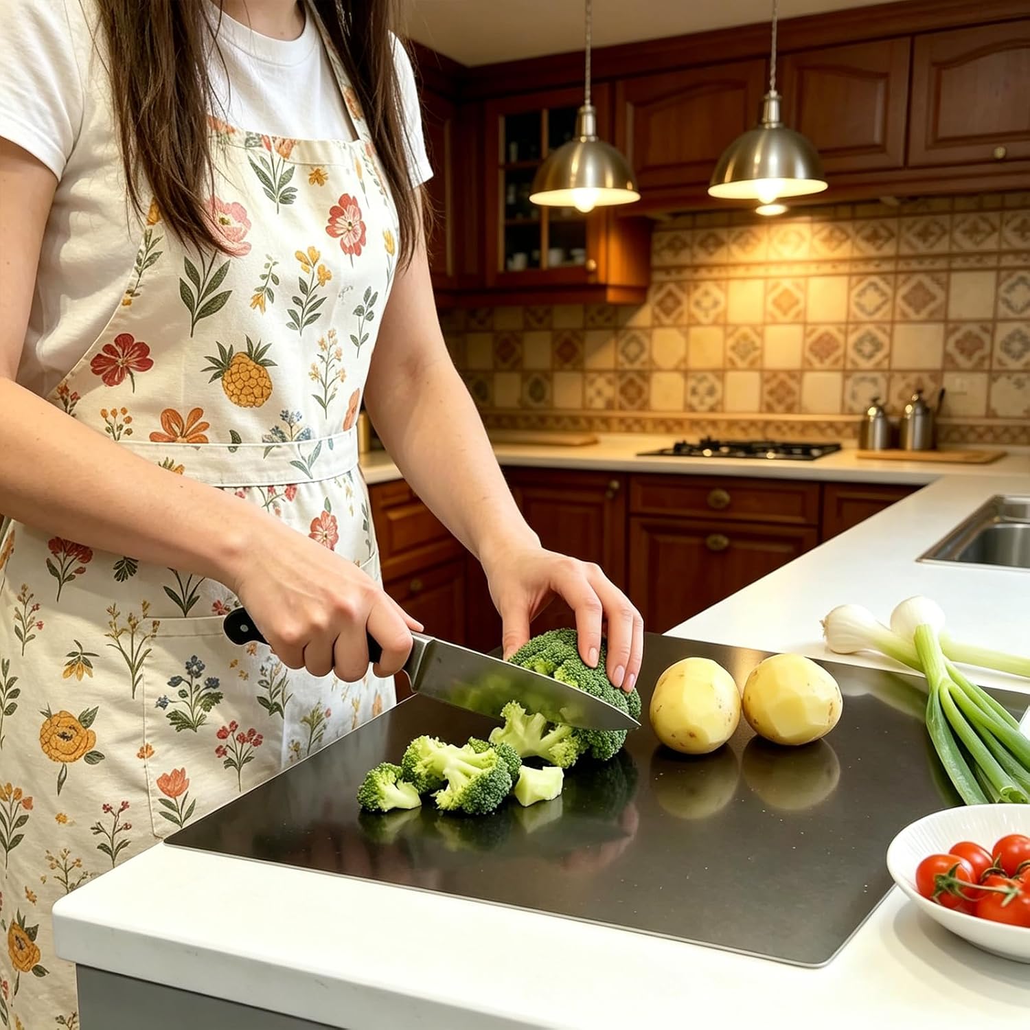 Stainless Steel Cutting Boards for Kitchen - 2 PCS Large Kneading Cutting Board Mats, Metal Cutting Board for Meat, Fruits, Vegetables, Bread, and Baking Cutting Boards (19.7" x 15.7",15.7" x 11.5")