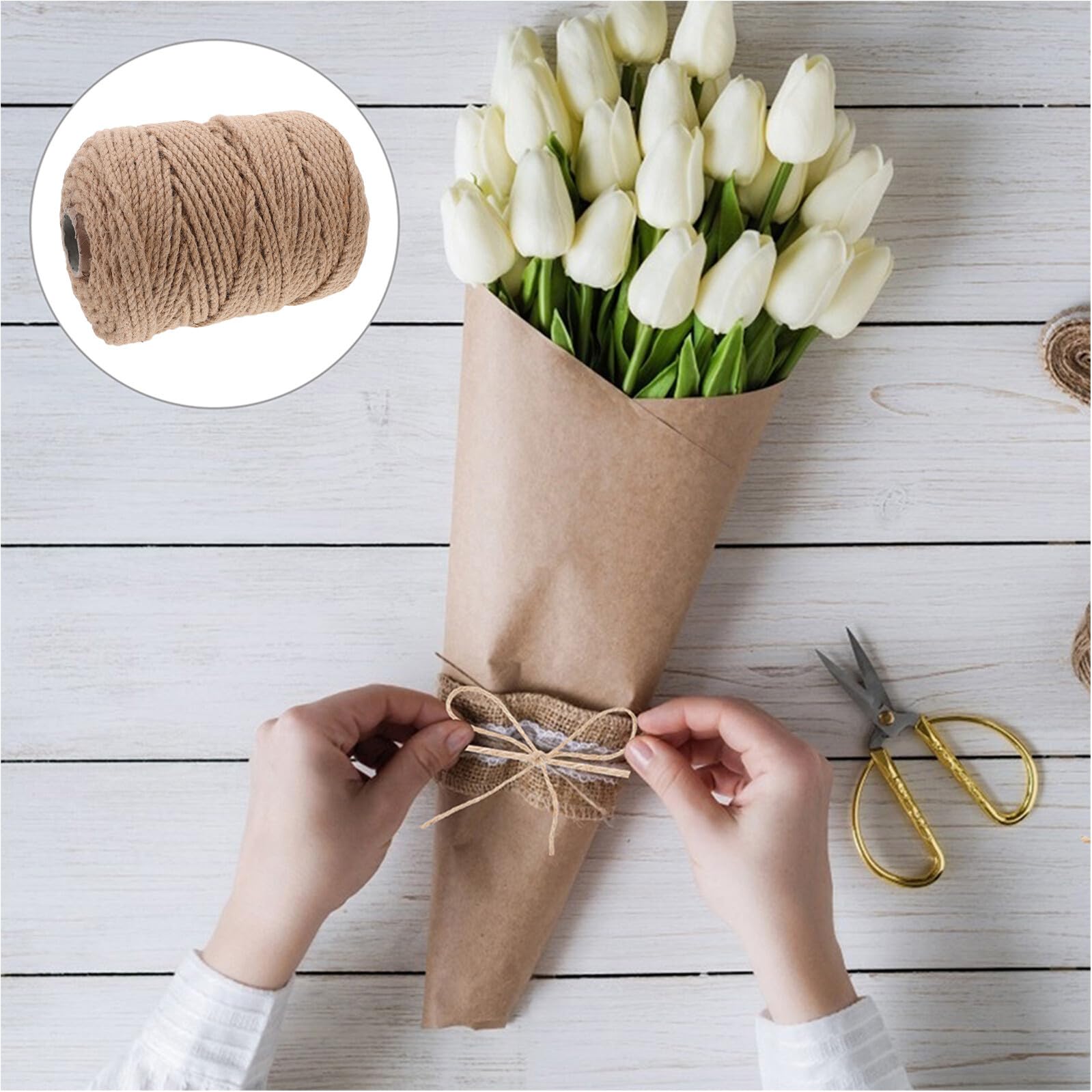 jojofuny Corde Jute Naturelle Tressée Ficelle pour Radeau Jardinage Emballage Colis Projets Décoratifs Intérieur Extérieur
