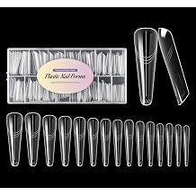 Diy 140PCS Clear Dual Nail Forms Full Cover Nail Mold Tips Arched Almond Acrylic Nail Extension Tools for Poly Gel Nail Art Salon