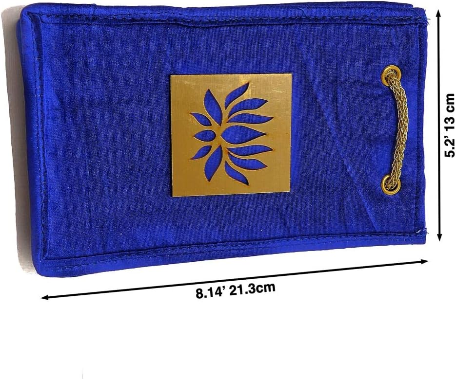 Free Shipping 🛒 Desi Favors Set of 4 Sturdy Raw Silk with Lotus Gift Favor Bags for Weddings Housewarming Puja Return Gifts (Red, Blue, Green and Yellow) Decorated with Lotus