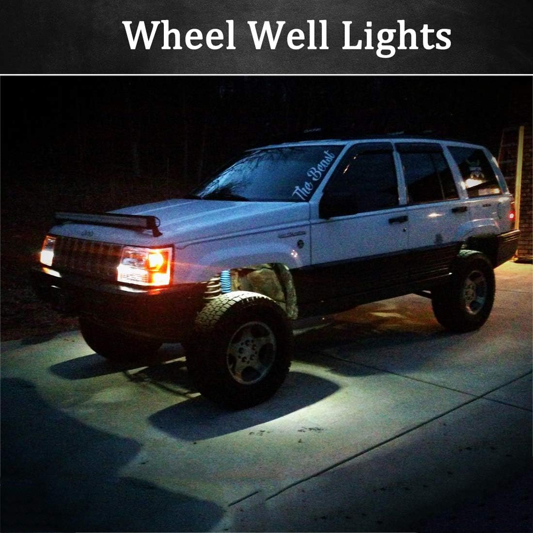 Botepon 6Pcs Led Rock Lights, Strip Lights, Wheel Well Lights, Led Underglow Kit for Golf Cart, Trucks, Jeep Wrangler, RZR, Offroad, F150, F250, Snowmobile (White)¡­